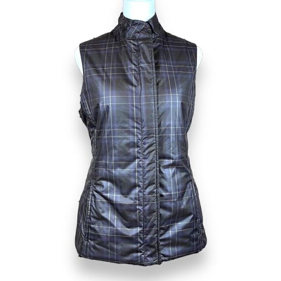 Banana Republic Full Zip Puffer Vest Jacket Womens‎ Medium M Plaid - Picture 1 of 12